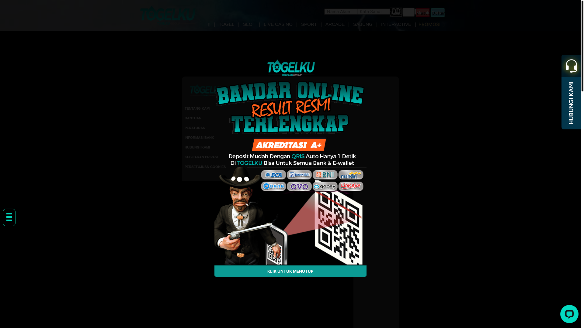 website screenshot of https://togelku18.xyz/