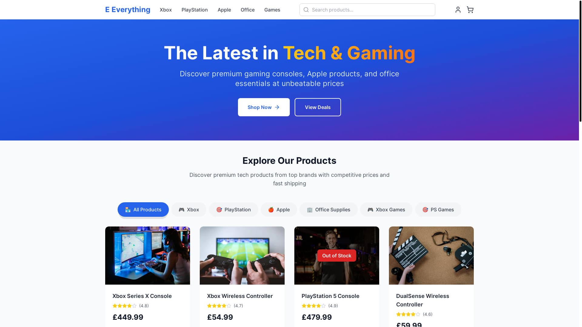 website screenshot of https://everythinge.uk/
