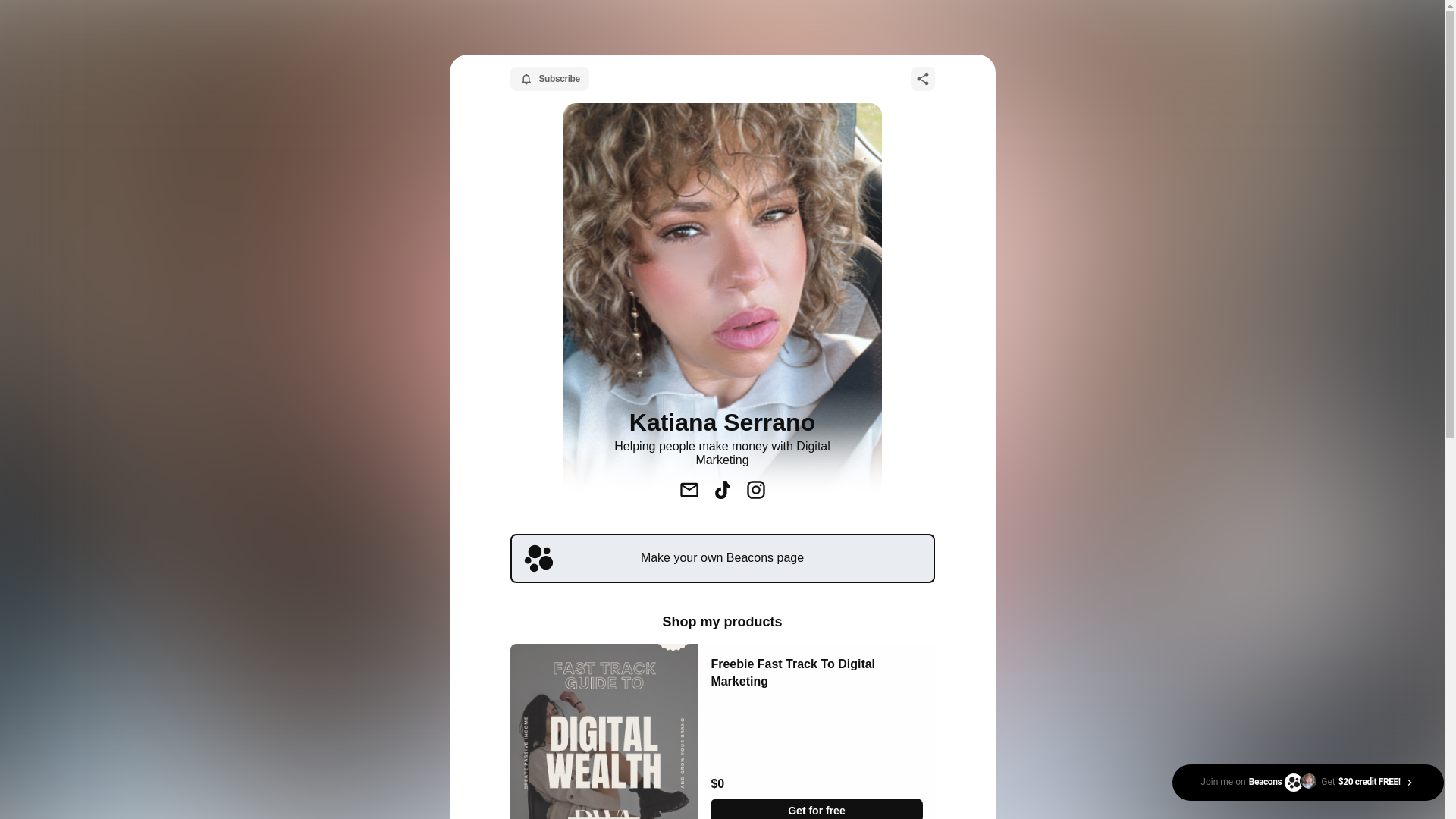 website screenshot of https://iamkatianaserrano.com/