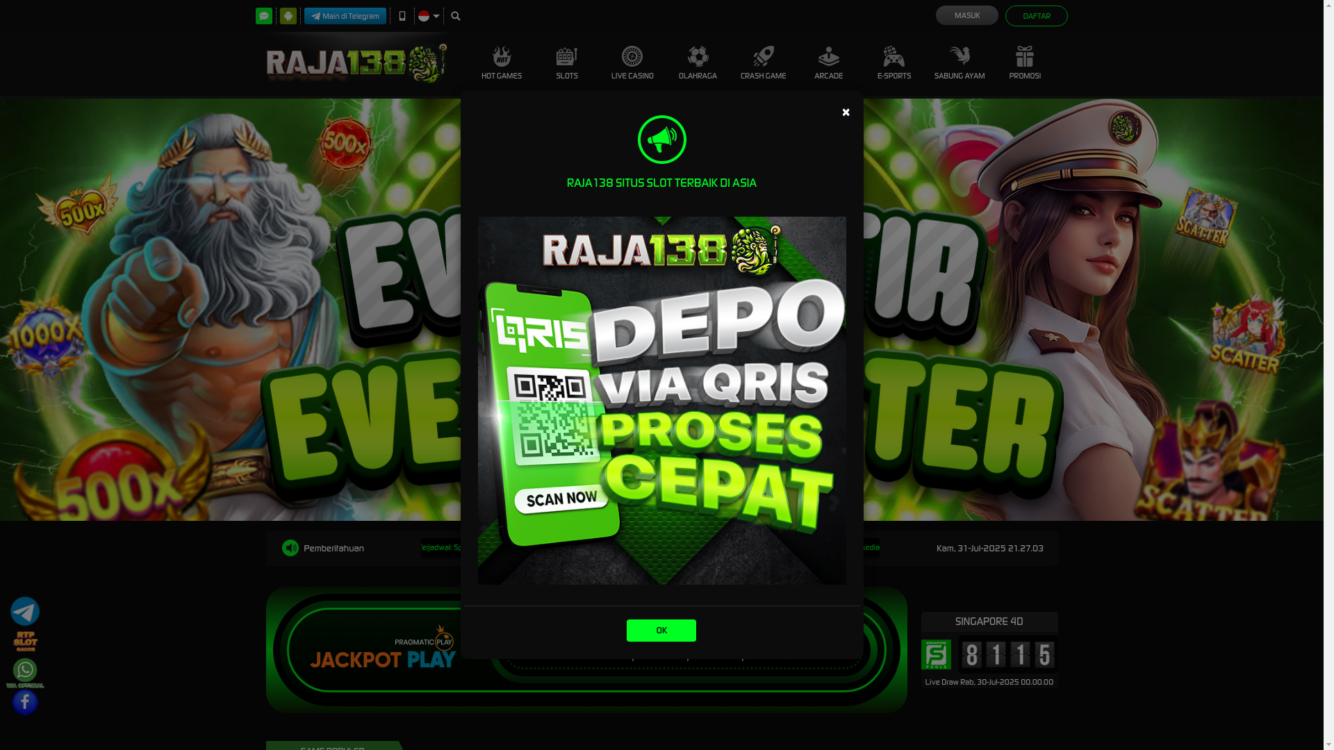 website screenshot of https://raja138rabu.com/