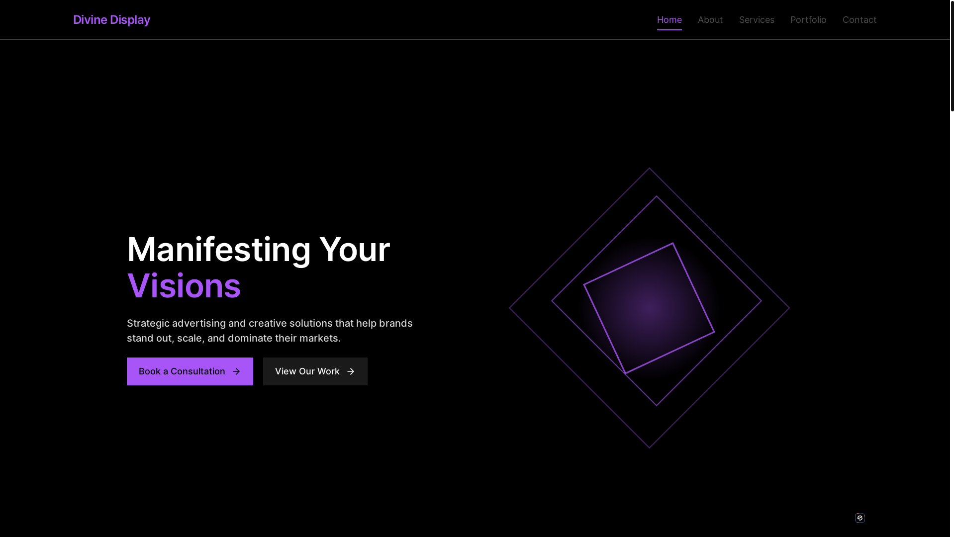 website screenshot of https://divinedisplay.net/