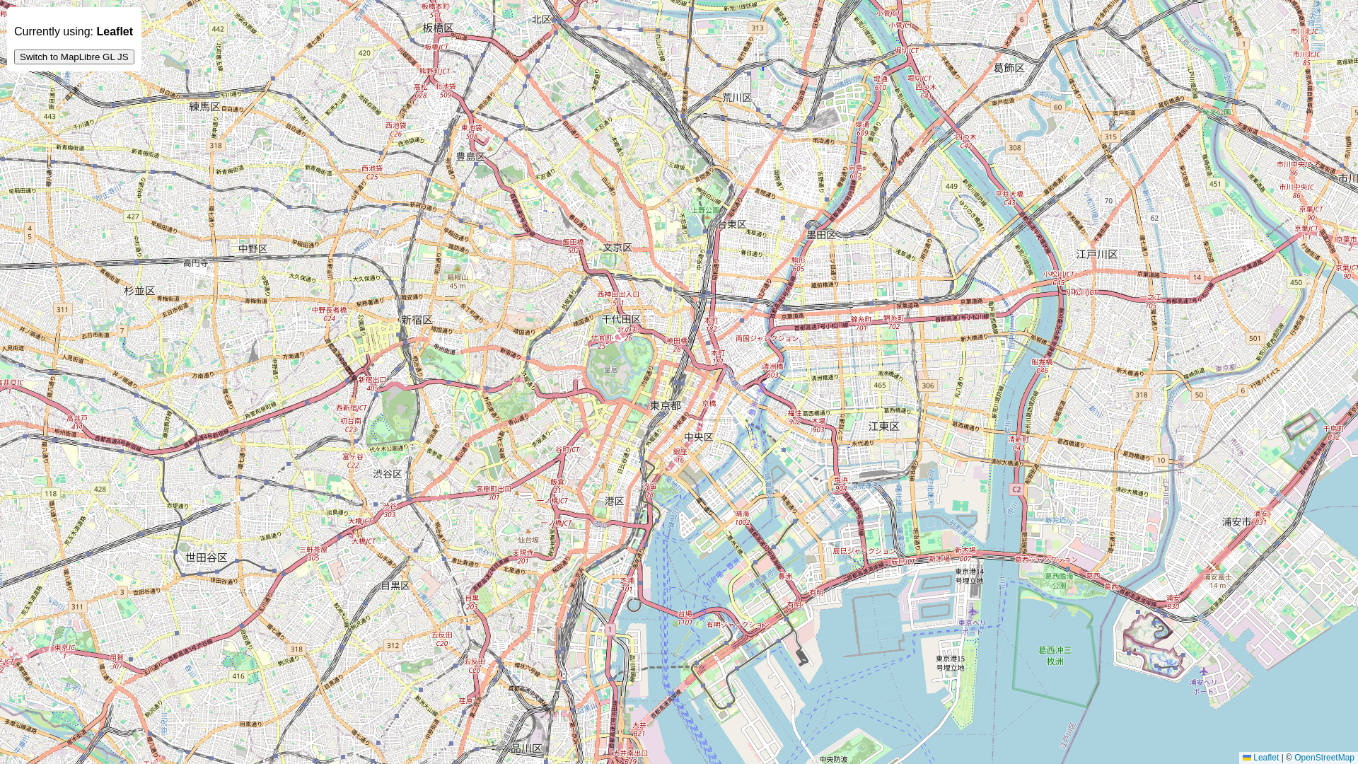 website screenshot of https://leafflet-maplibre-simple.pages.dev/