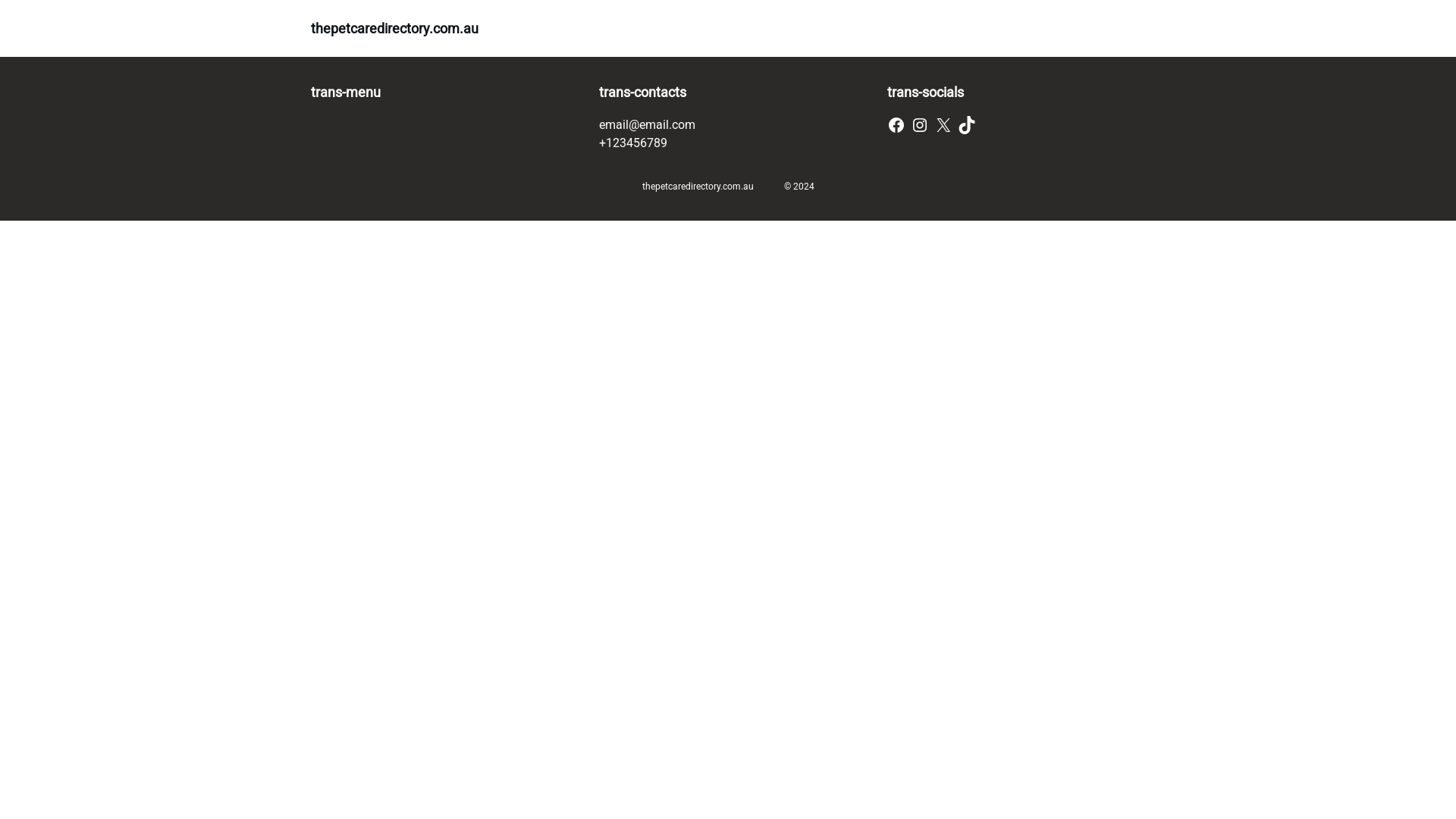 website screenshot of https://thepetcaredirectory.com.au/