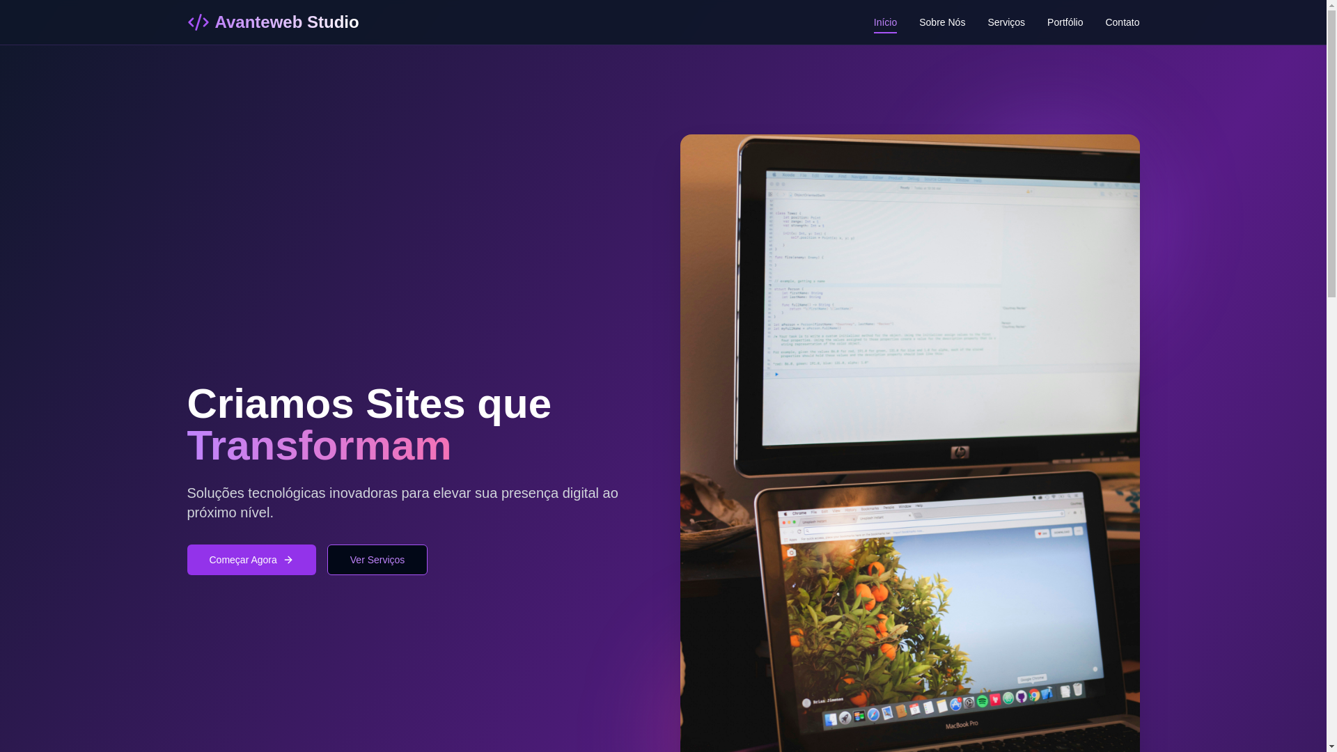 website screenshot of https://avantewebstudio.com.br/