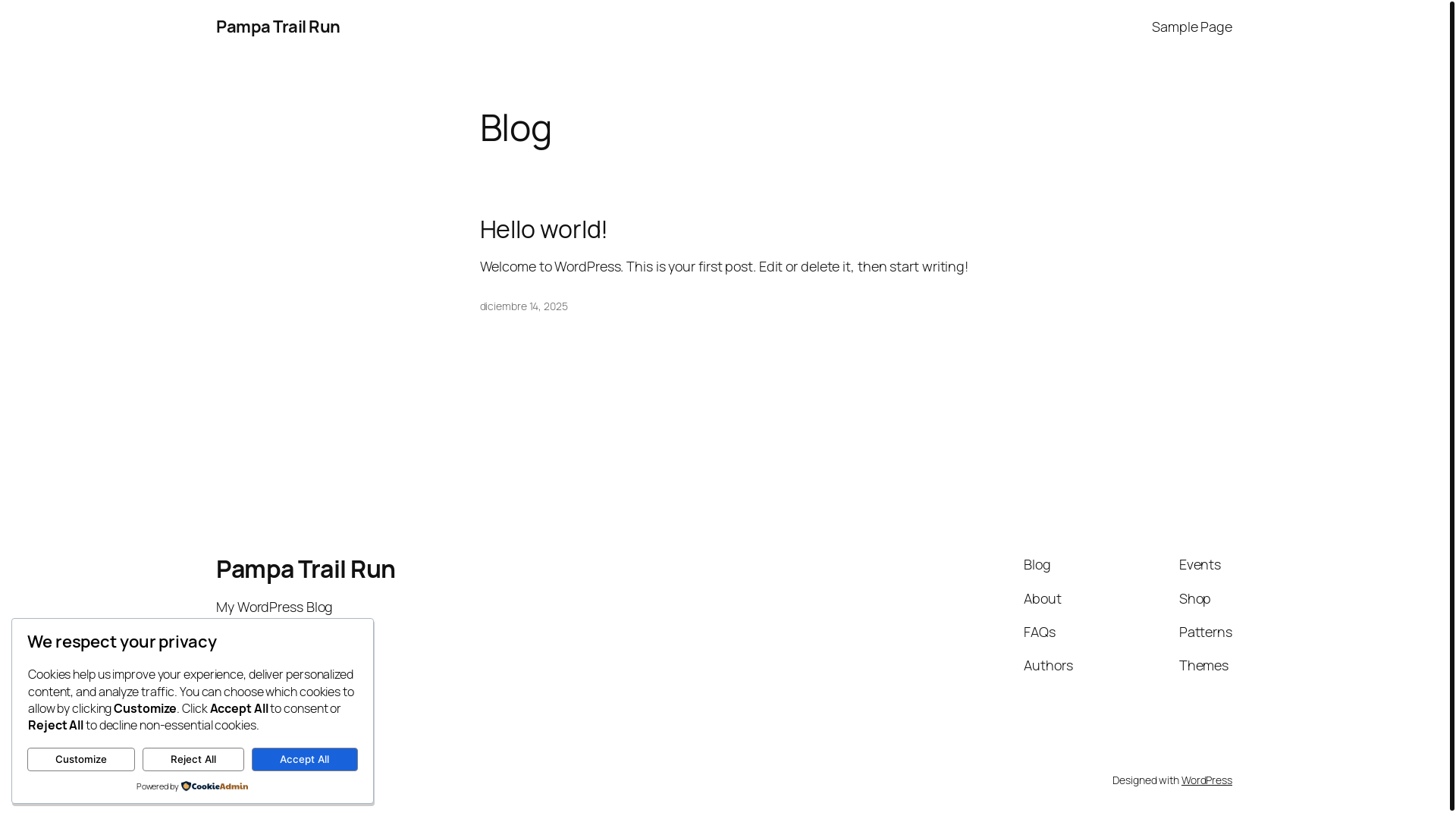 website screenshot of https://pampatrailrun.com/