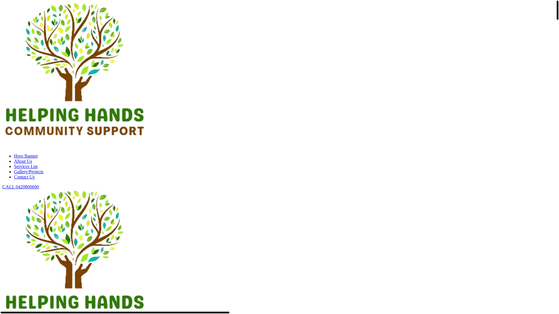 website screenshot of https://helpinghandscommunitysupport.com.au/