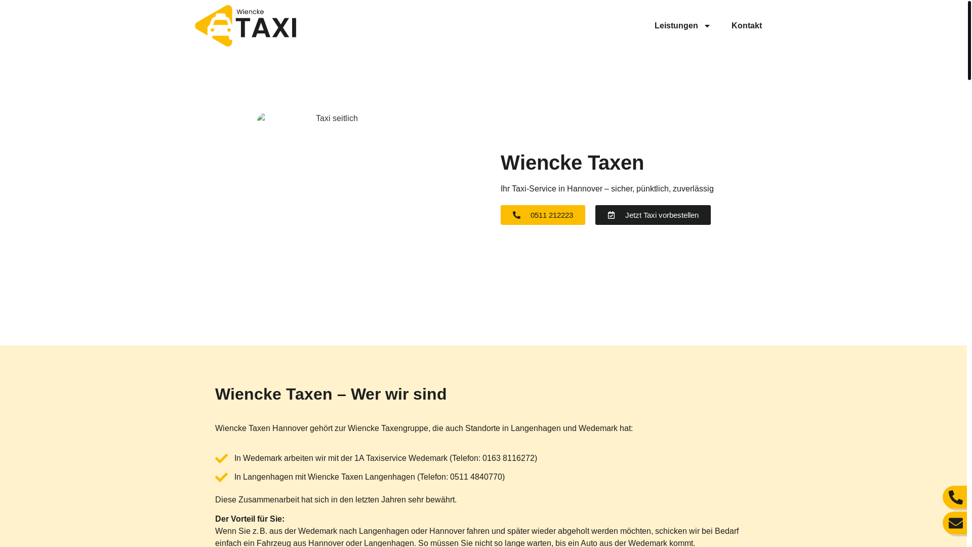 website screenshot of https://1a-taxiservice-wedemark.de/