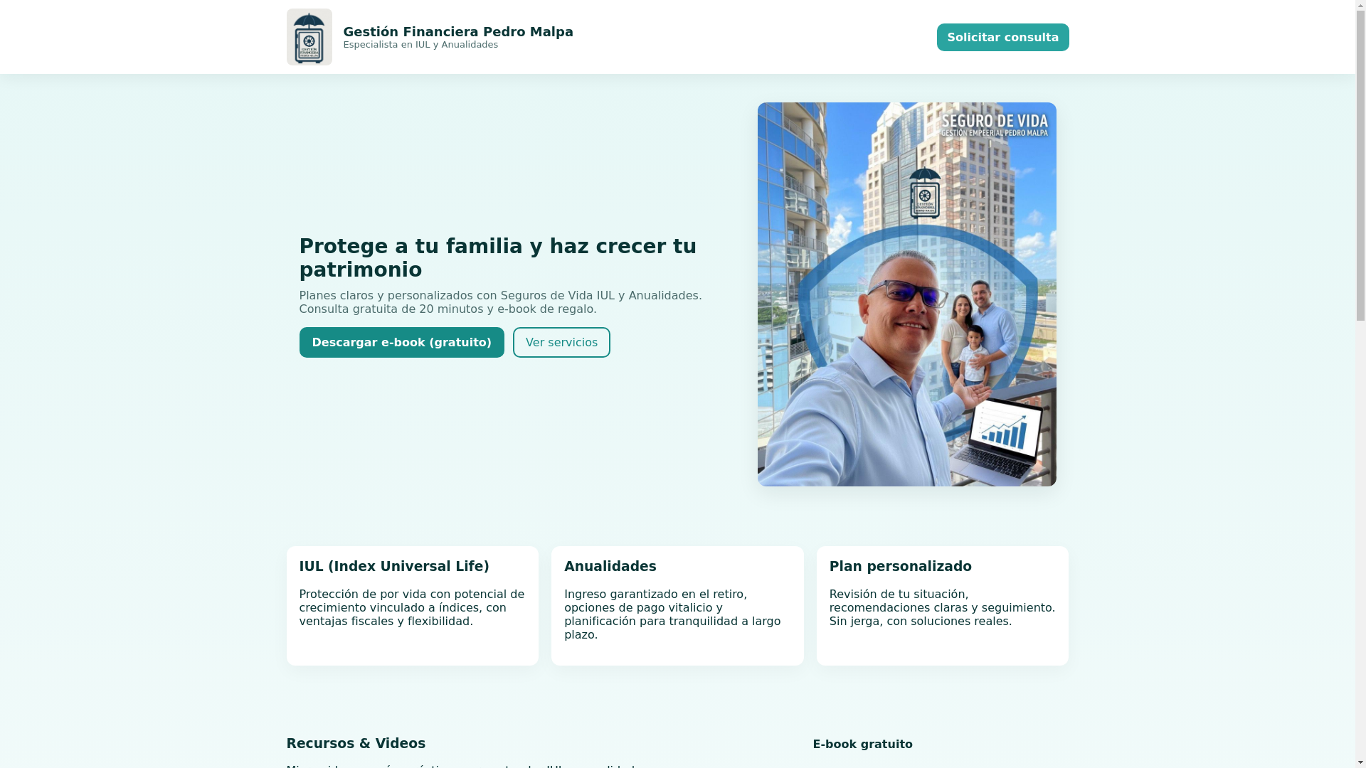 website screenshot of https://gestionfinancierapedromalpa.com/