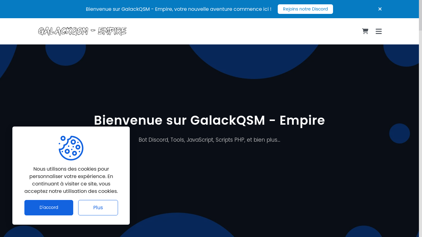 website screenshot of https://galackqsm-empire.fr/