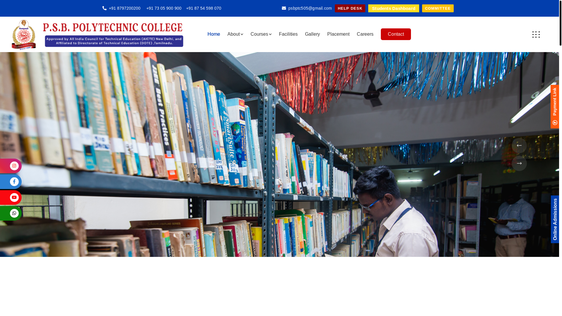 website screenshot of https://psbpolytechniccollege.com/