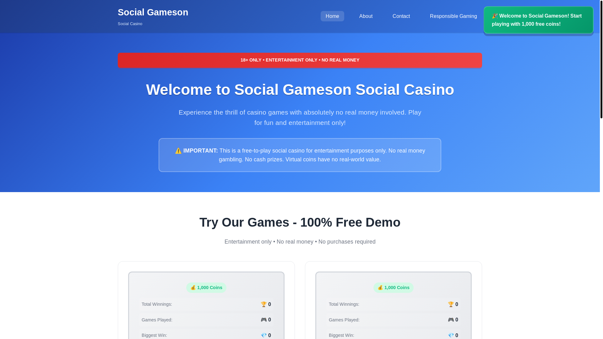 website screenshot of https://socialcasinofrehu.com/
