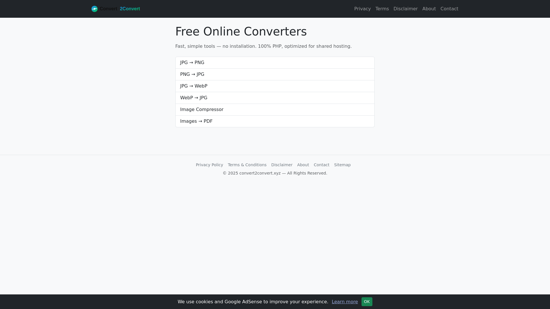 website screenshot of https://convert2convert.xyz/