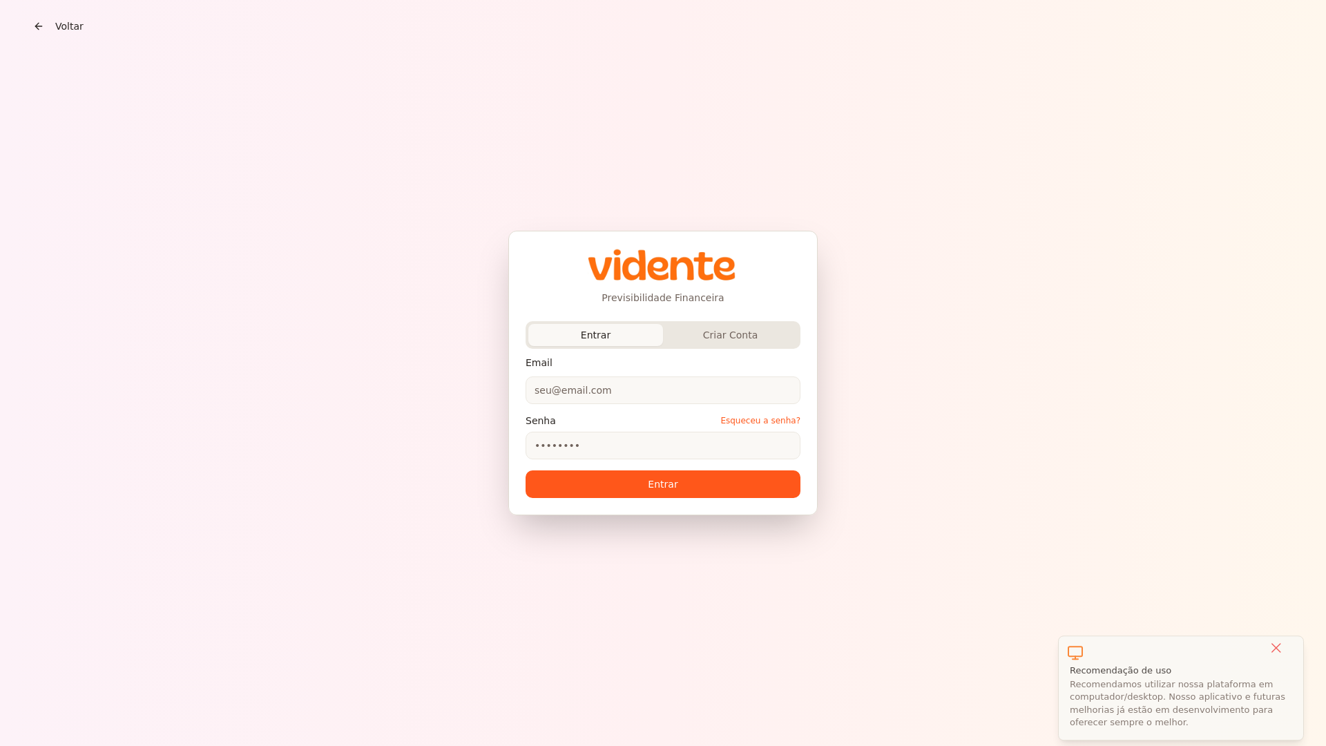 website screenshot of https://videntefinancas.com/