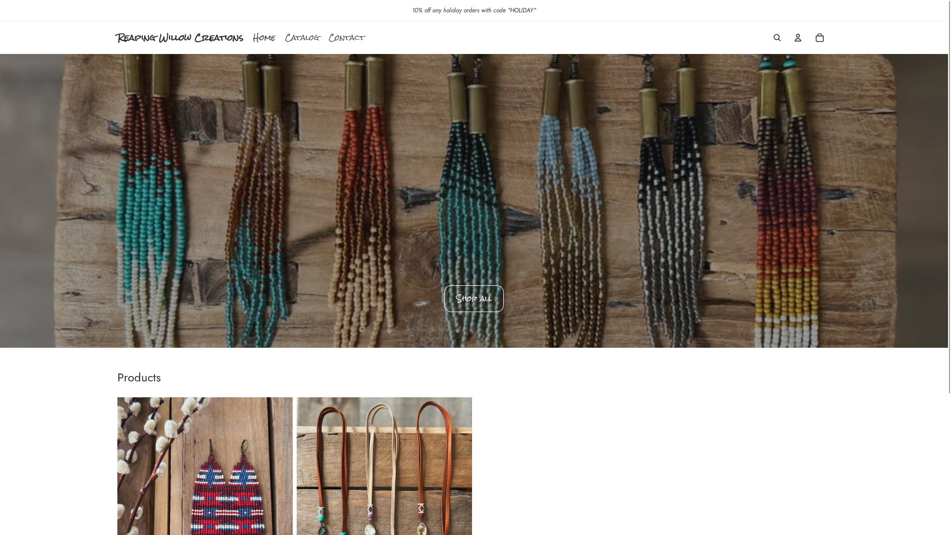 website screenshot of https://reapingwillowcreations.com/