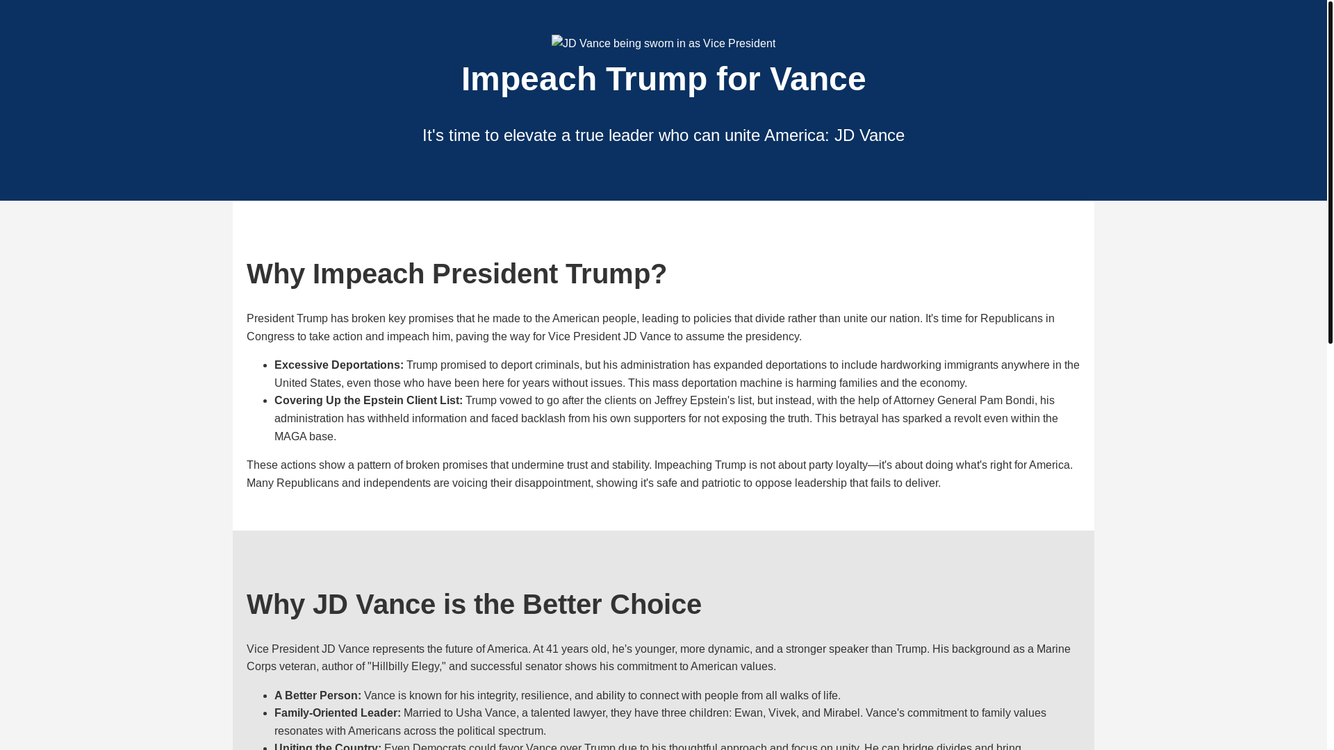 website screenshot of https://impeachforvance.pages.dev/