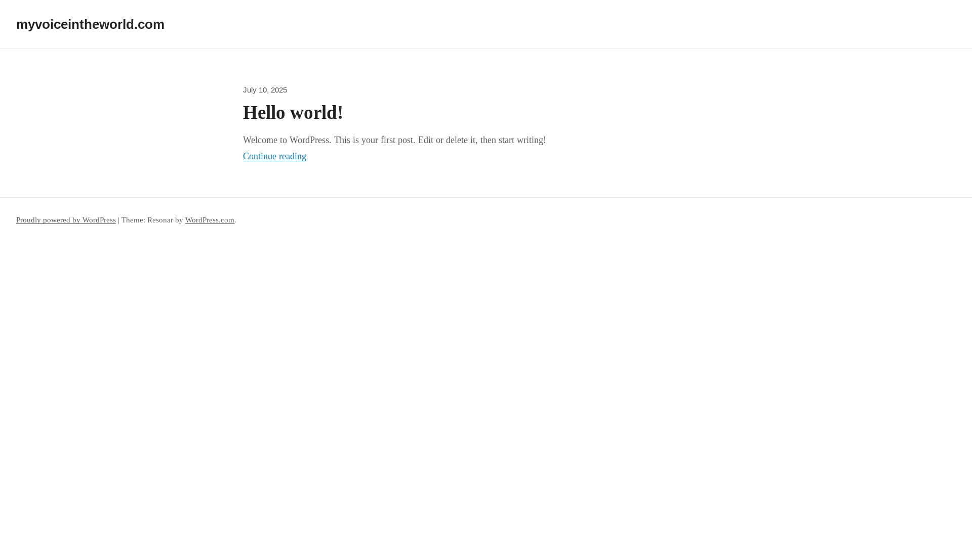 website screenshot of https://myvoiceintheworld.com/