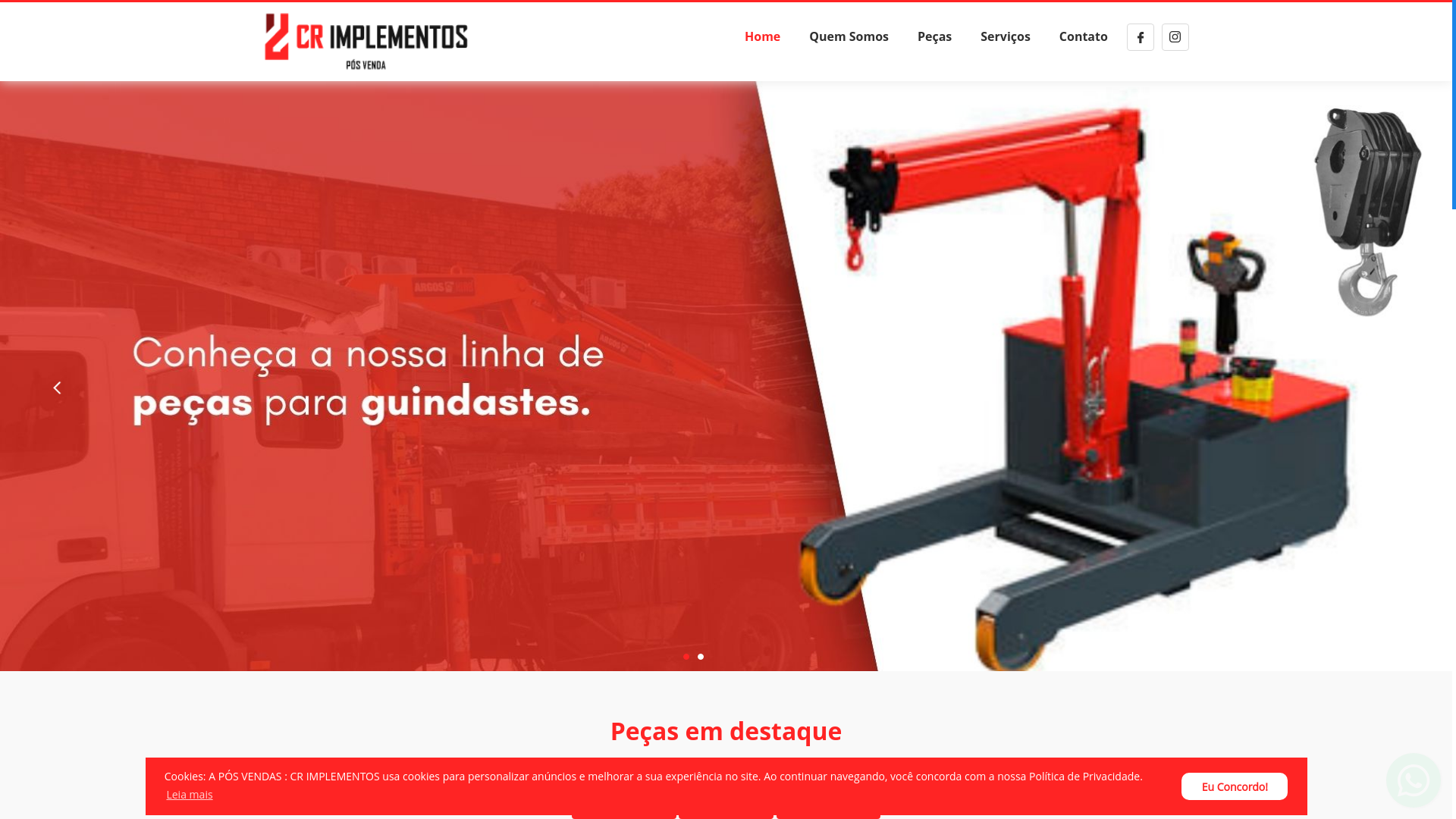 website screenshot of https://manutencaoguindaste.com.br/