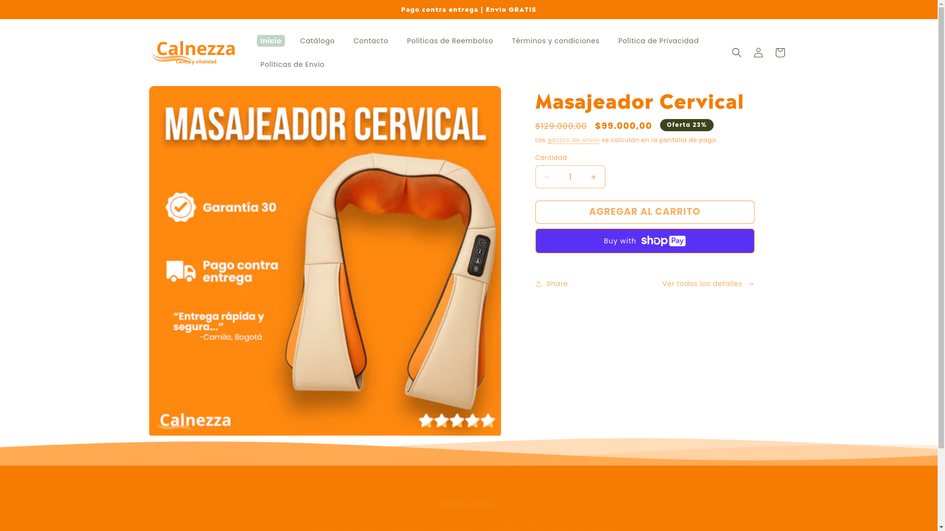 website screenshot of https://calnezza.shop/