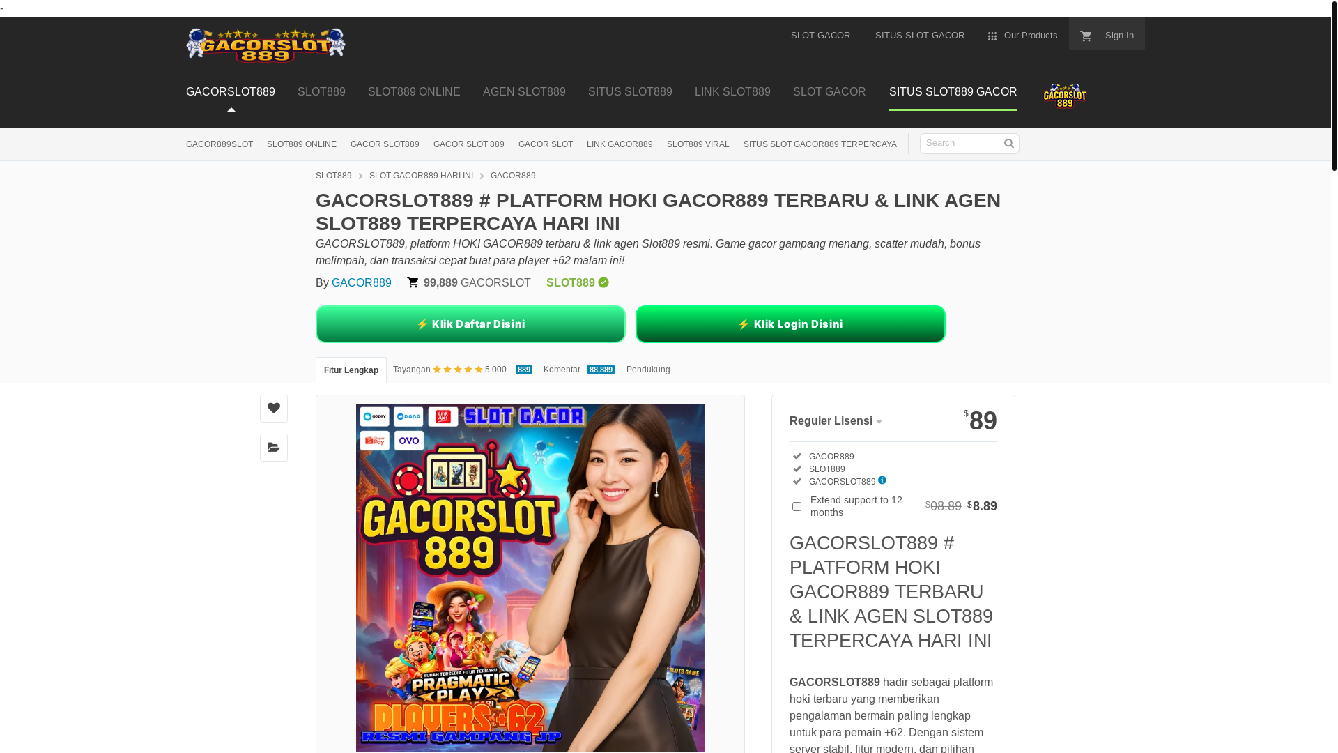 website screenshot of https://gacorslot889.com/