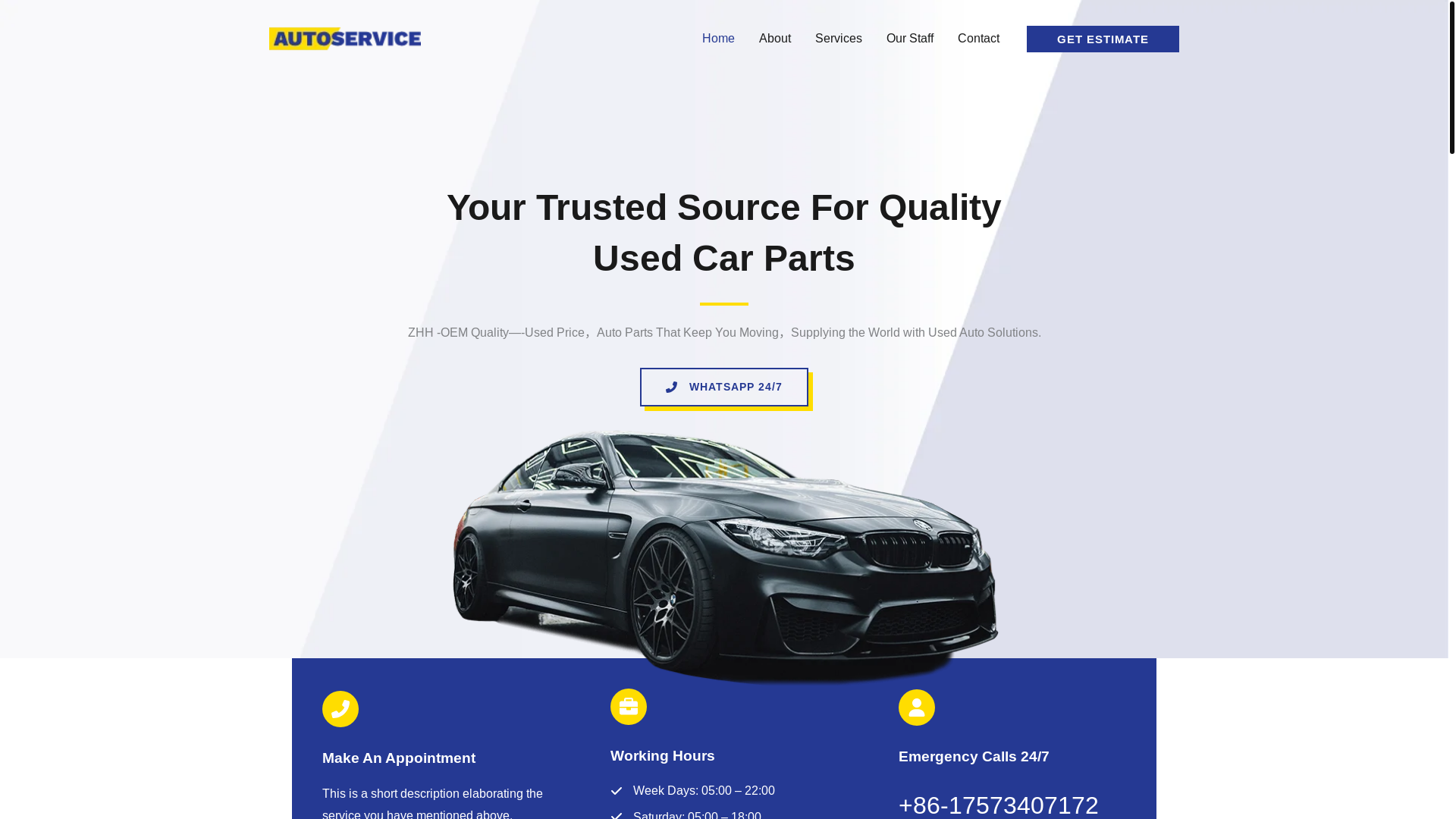 website screenshot of https://zhhusedautoparts.com/