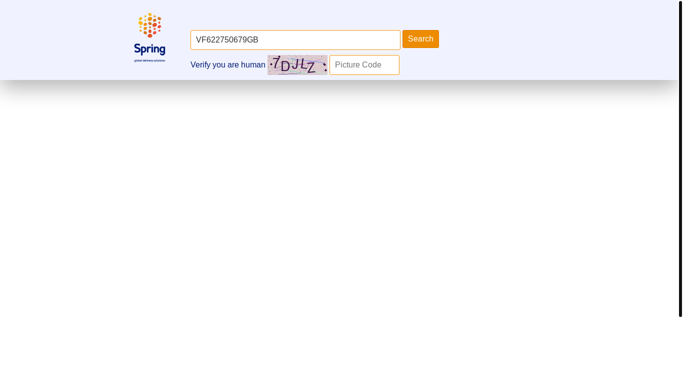 website screenshot of https://mailingtechnology.com/tracking/?tn=VF622750679GB&testMode=0