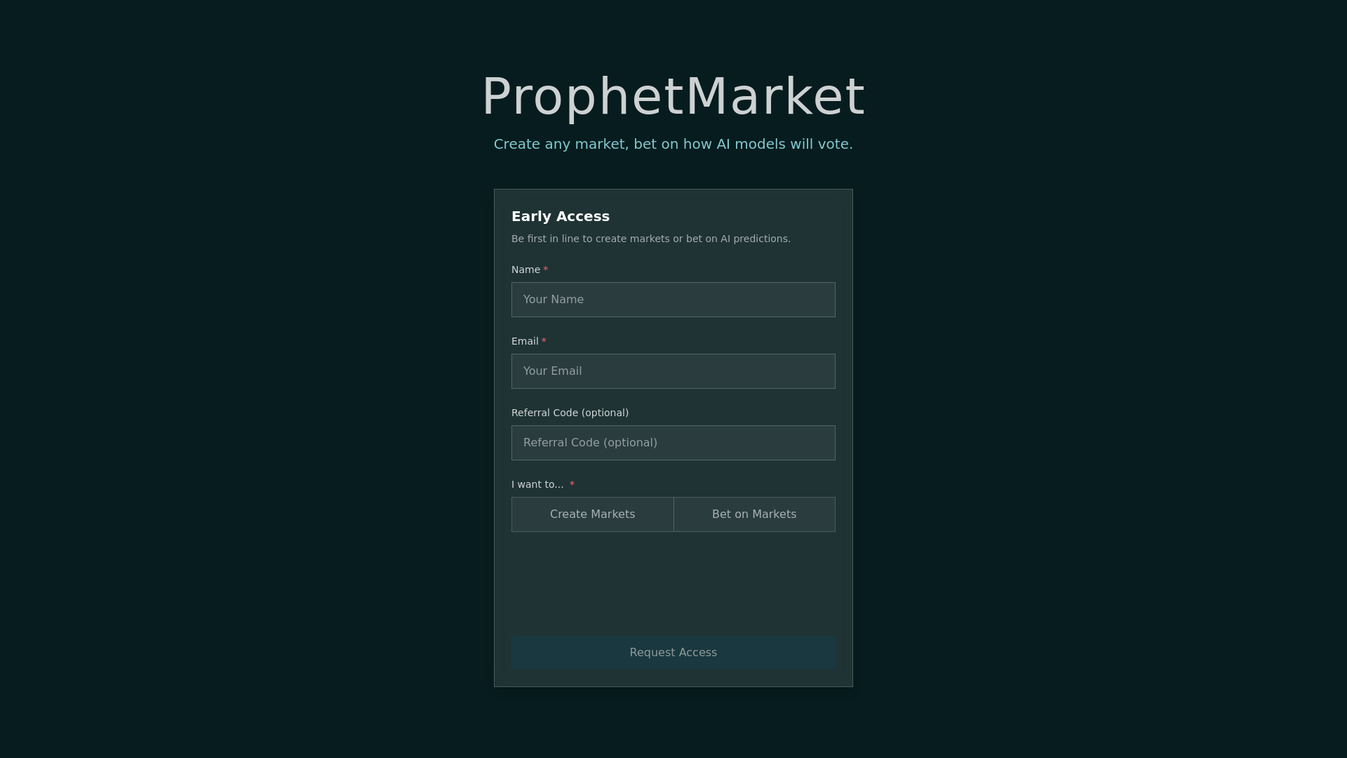 website screenshot of https://prophetmarket.ai/