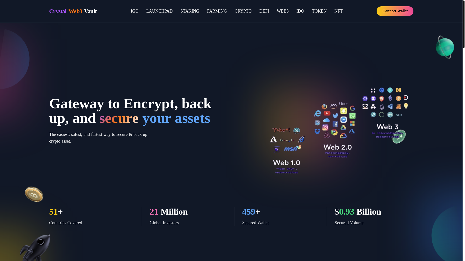 website screenshot of https://crystalweb3vault.com/