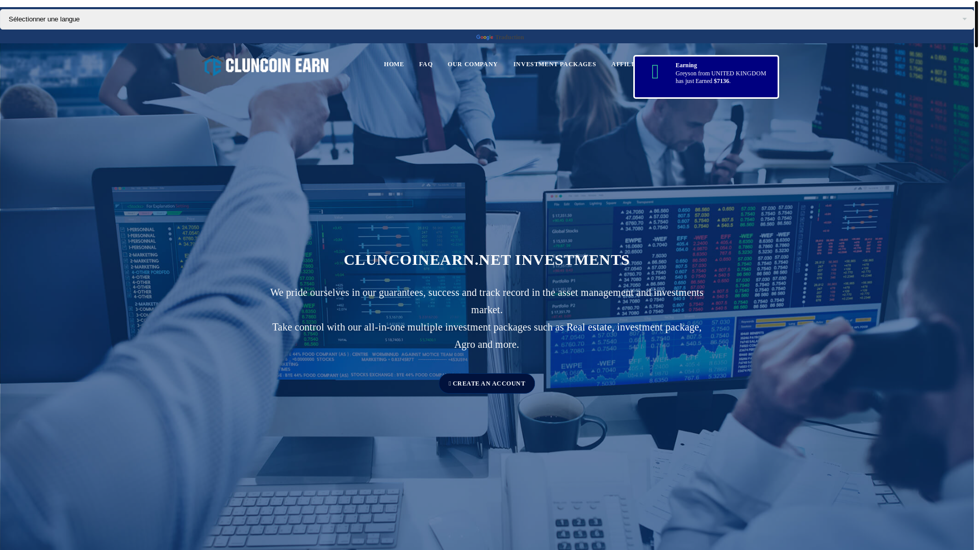 website screenshot of http://www.cluncoinearn.net