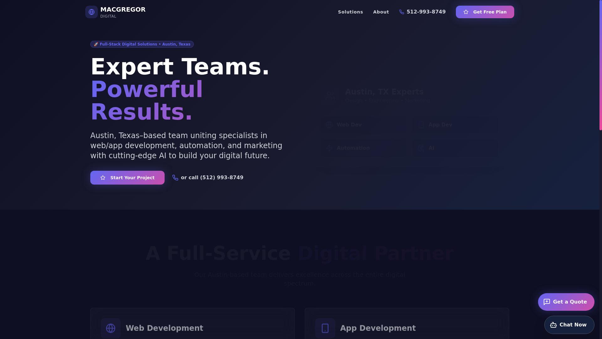 website screenshot of https://macgregor-digital-solutions.com/