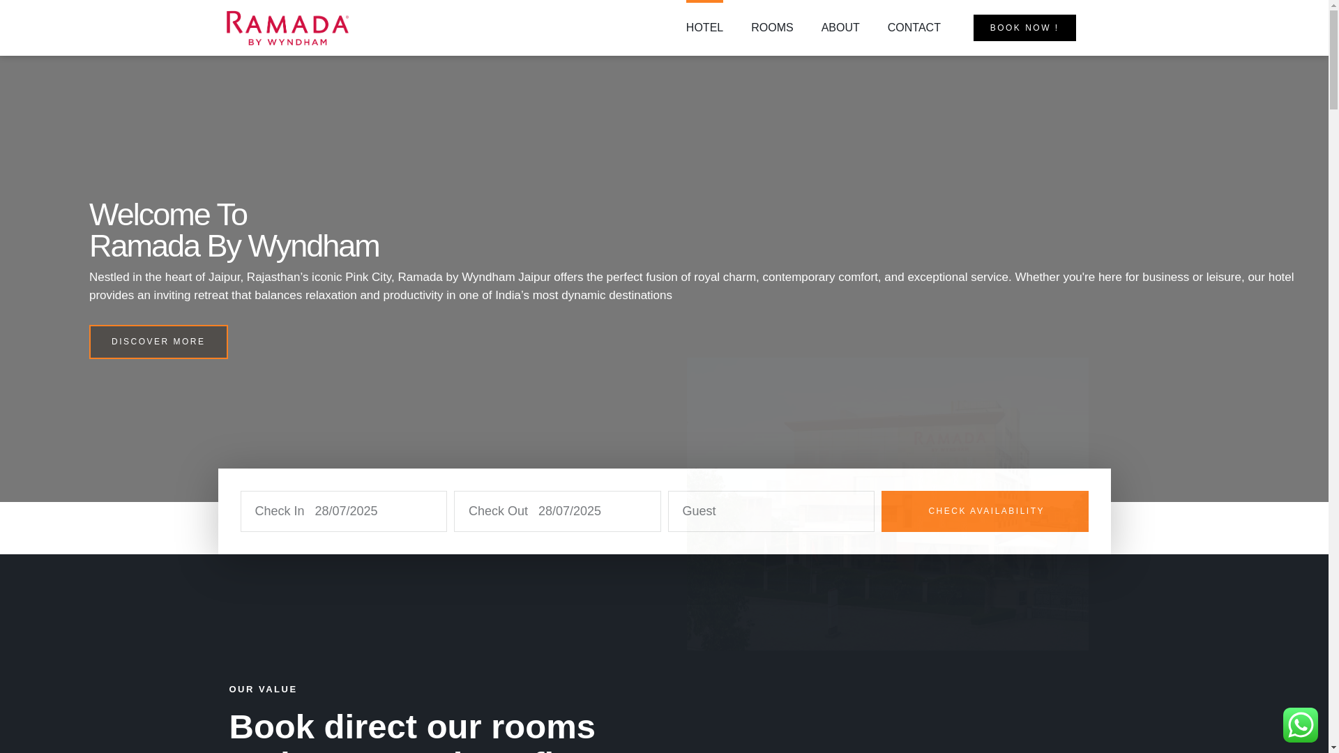 website screenshot of https://ramada-hotel.in/
