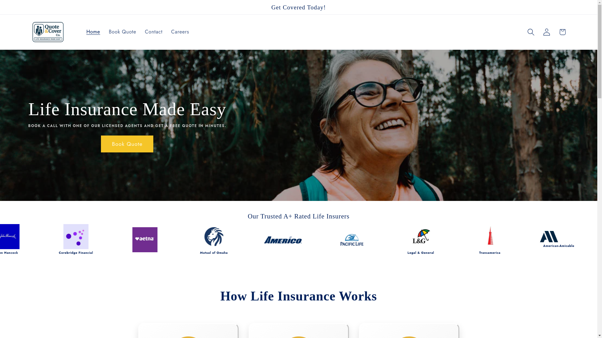 website screenshot of https://quoteandcoverco.com/