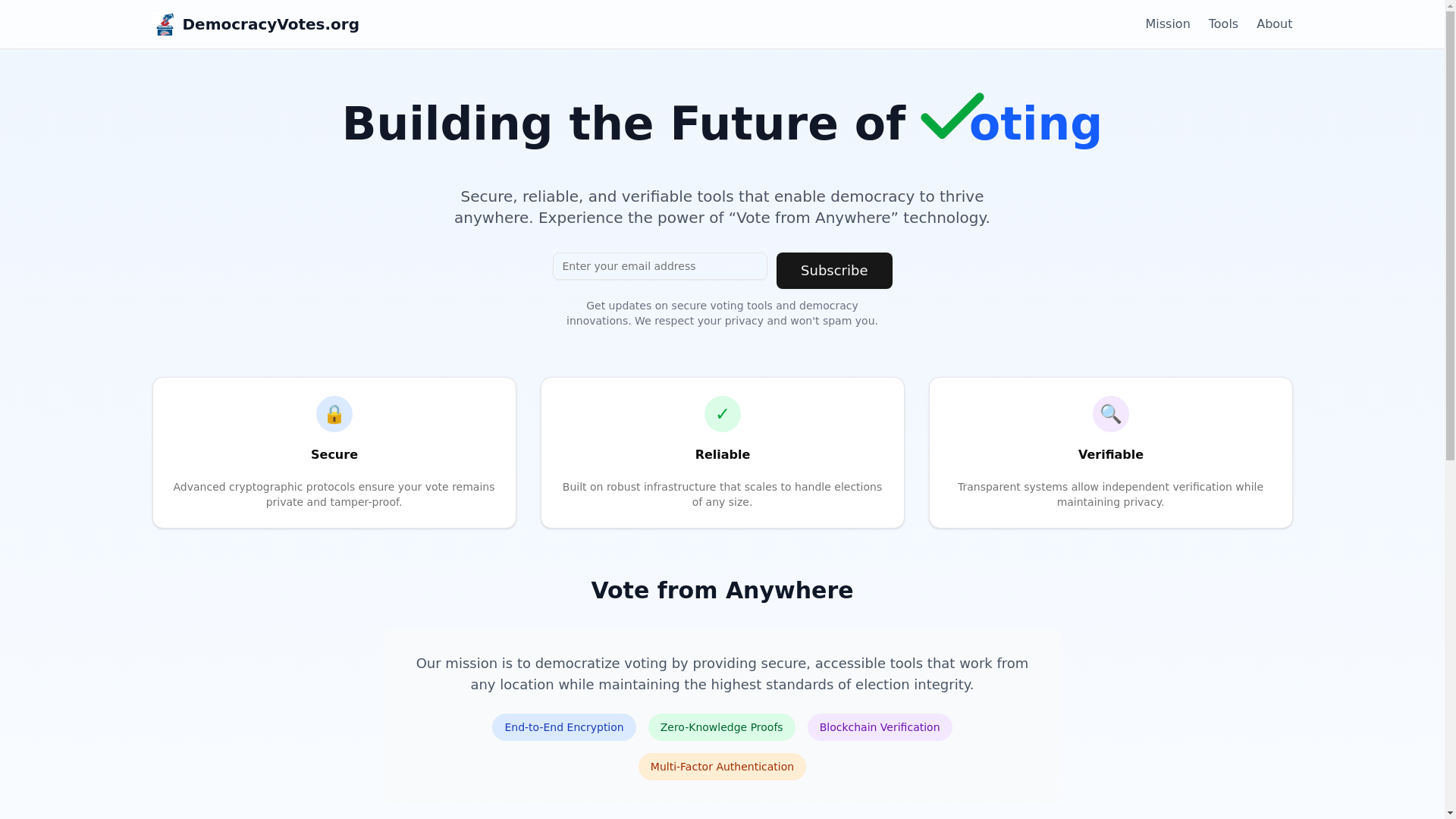 website screenshot of https://democracyvotes.org/