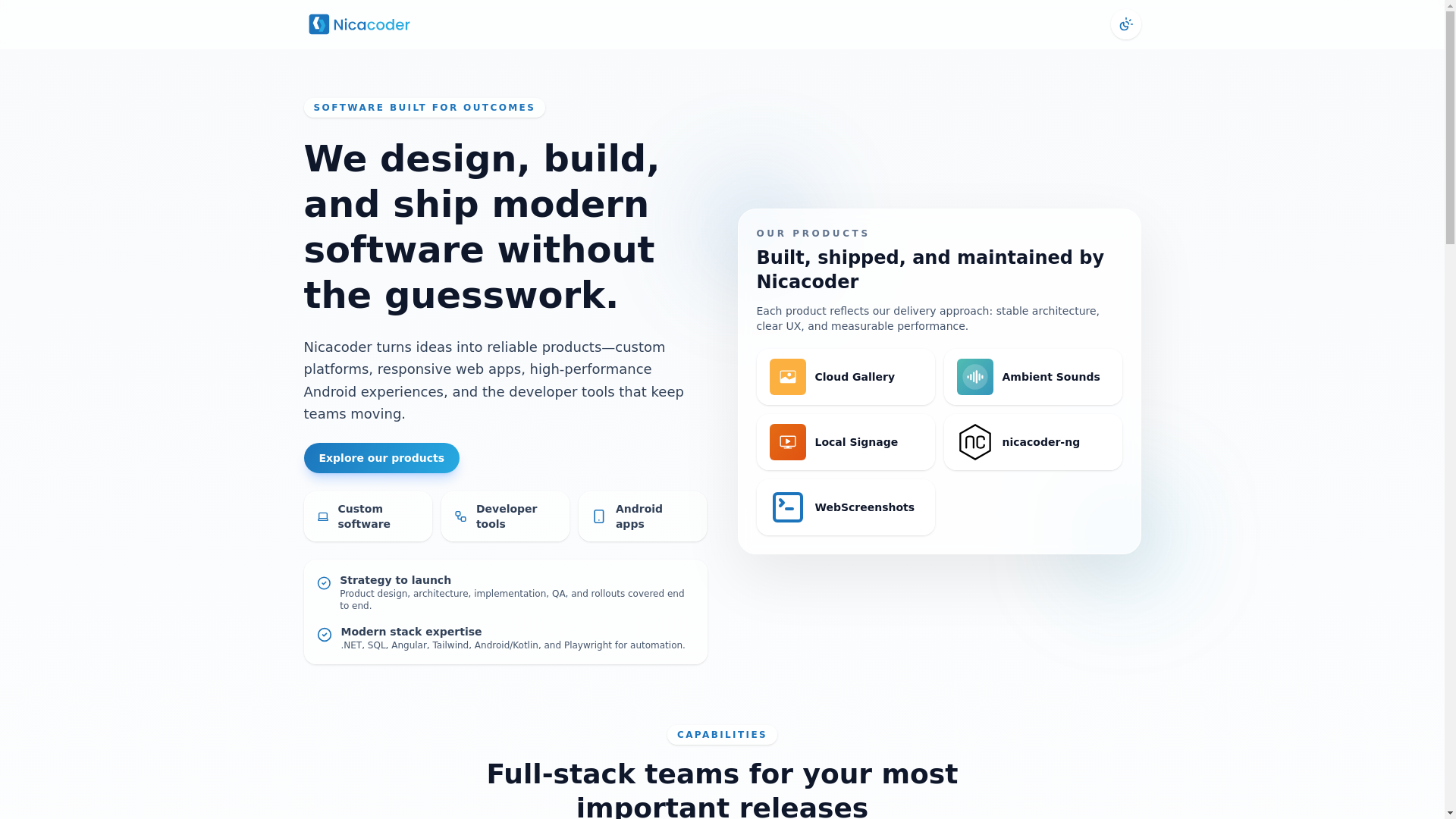 website screenshot of https://nicacoder-website.pages.dev/