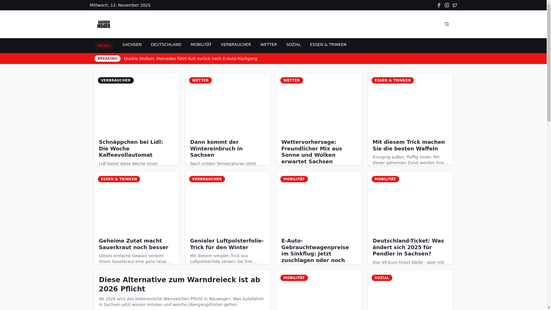 website screenshot of https://sachsen-insider.de/