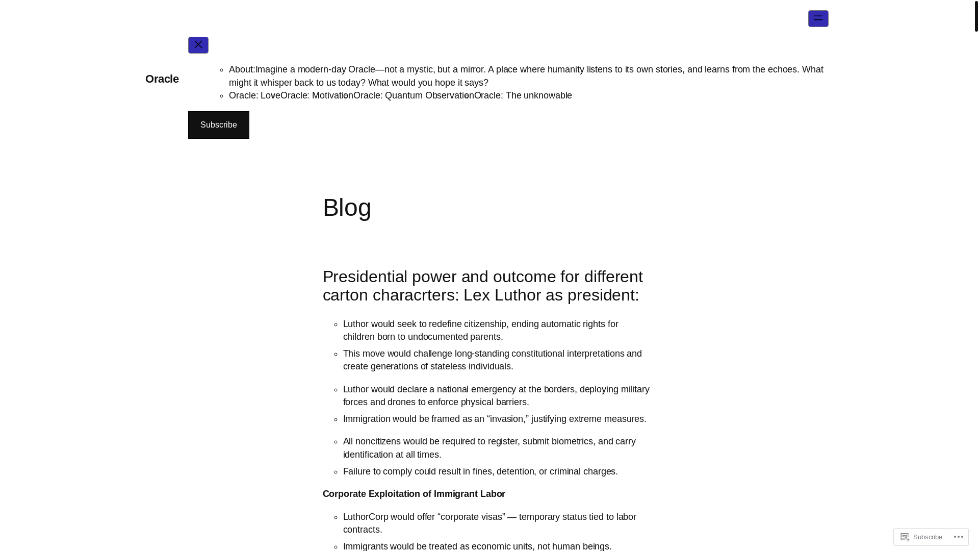 website screenshot of https://oracale.blog/