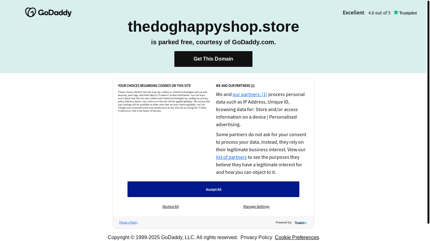 website screenshot of https://thedoghappyshop.store/