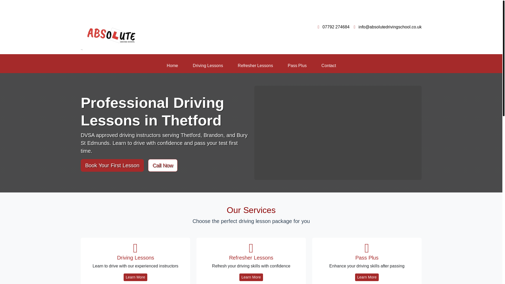 website screenshot of https://absolutedrivingschool.co.uk/