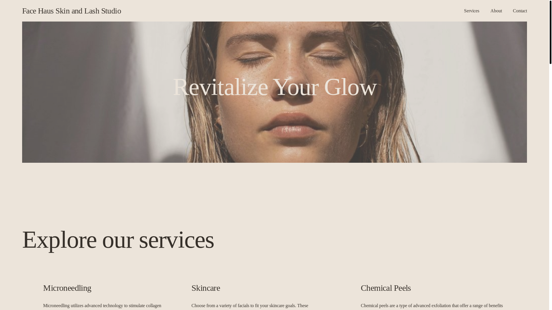 website screenshot of https://facehausskinandlashstudio.com/