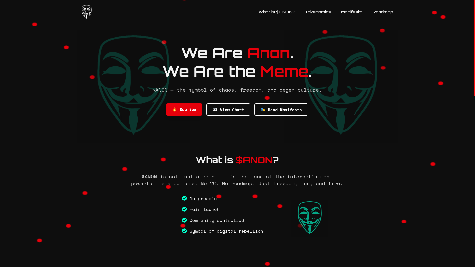 website screenshot of https://anonmeme.fun/