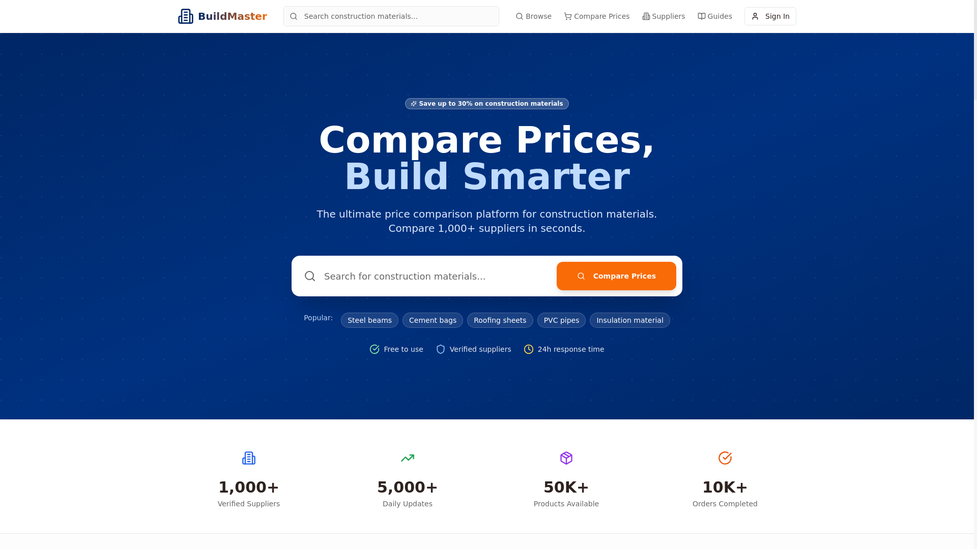 website screenshot of https://constructionsmaterials.shop/