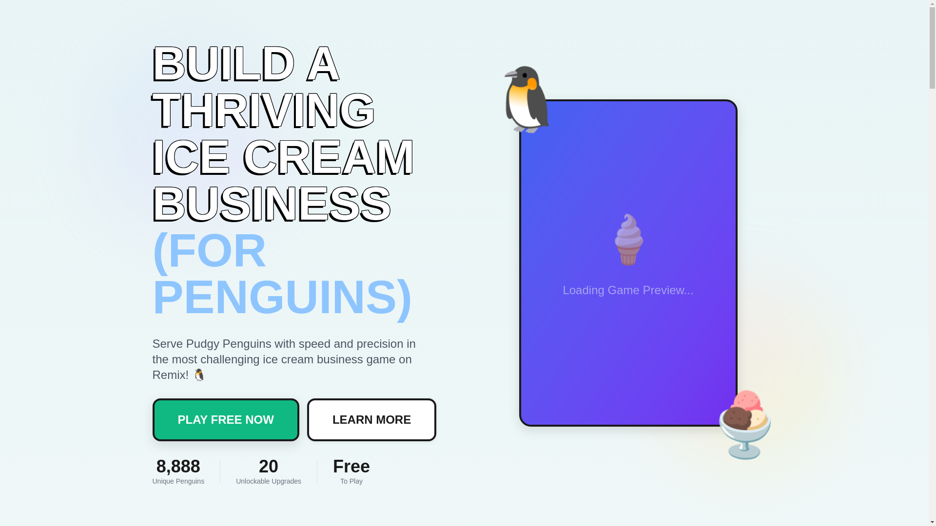 website screenshot of https://pudgy-penguin-ice-cream-shoppe-marketing.pages.dev/