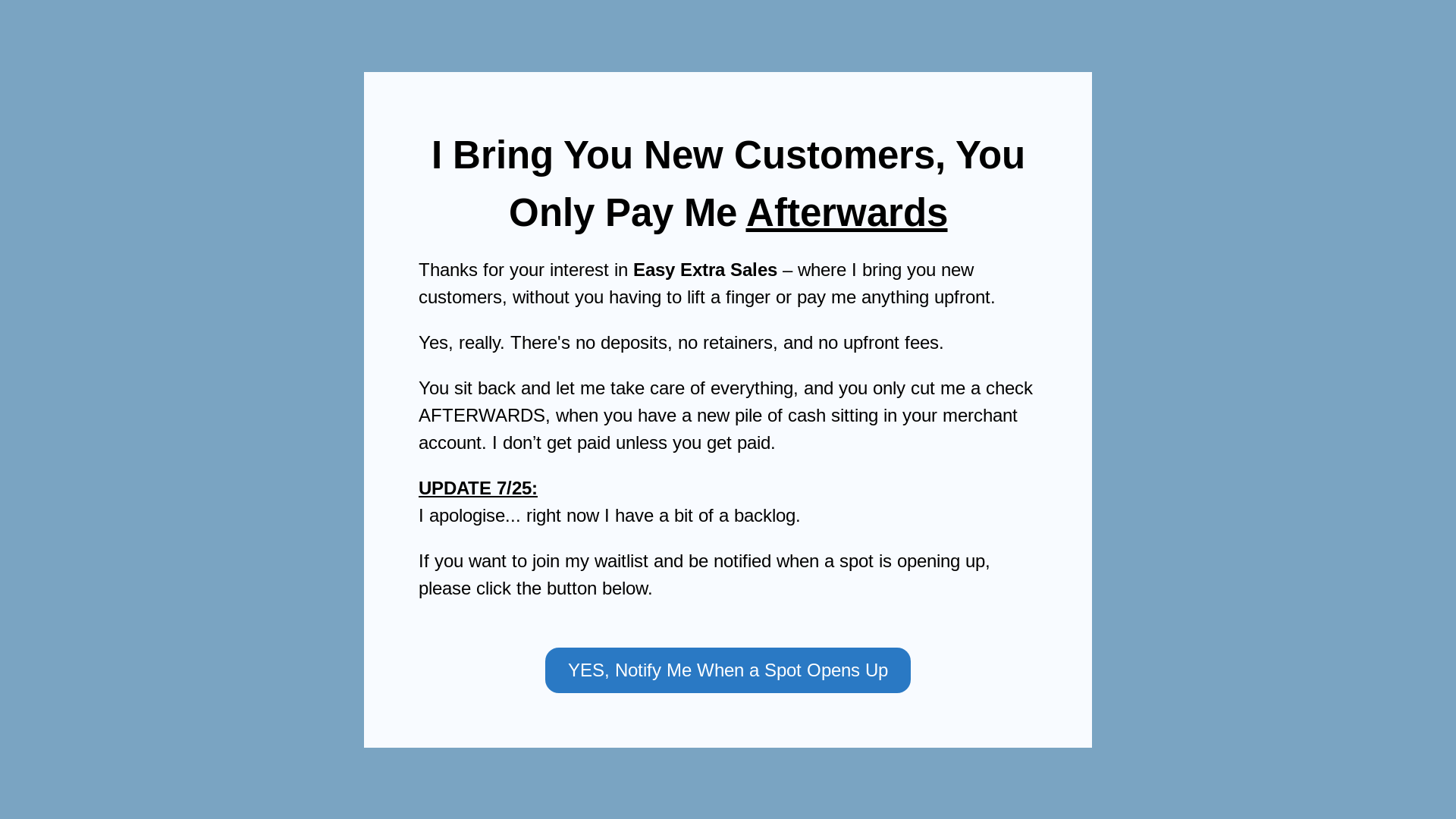 website screenshot of https://easyextrasales.com/