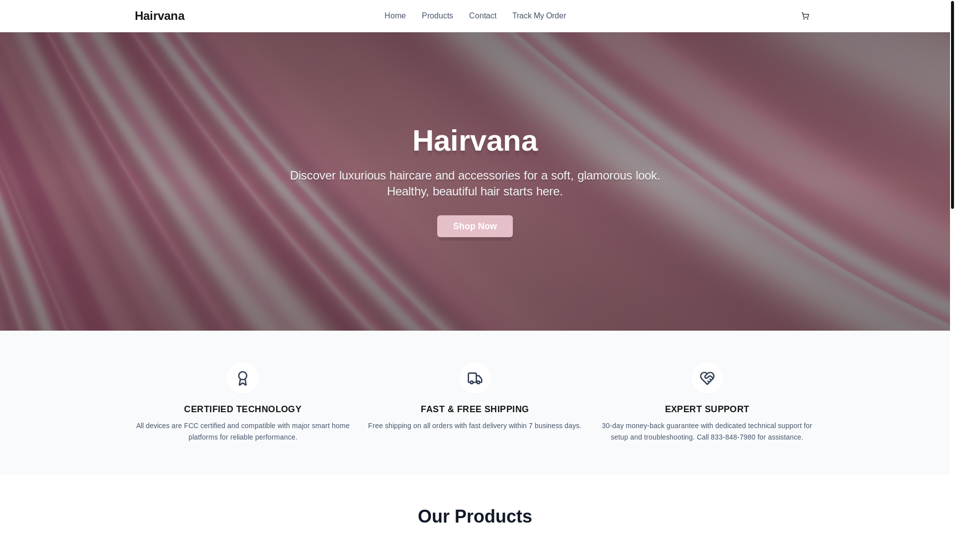 website screenshot of https://hairvana.site/