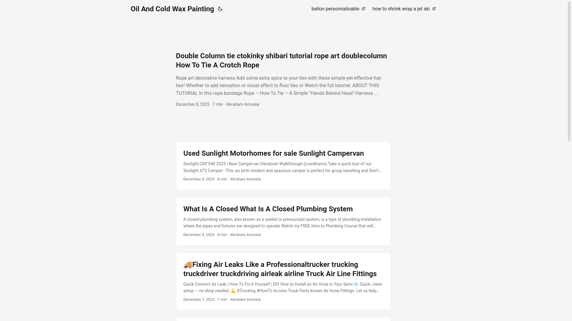 website screenshot of https://oilandcoldwaxpainting.pages.dev/