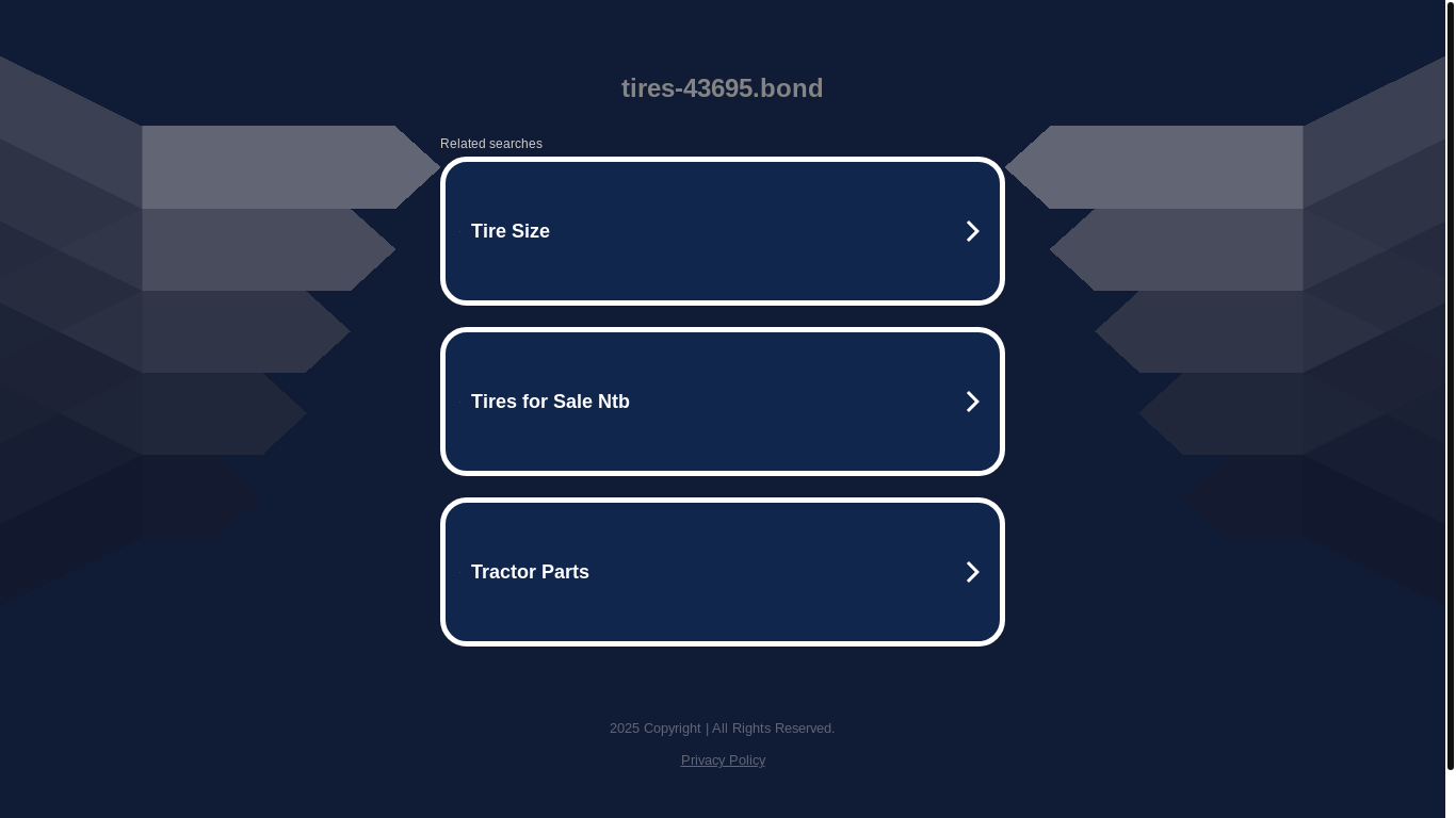 website screenshot of https://tires-43695.bond/