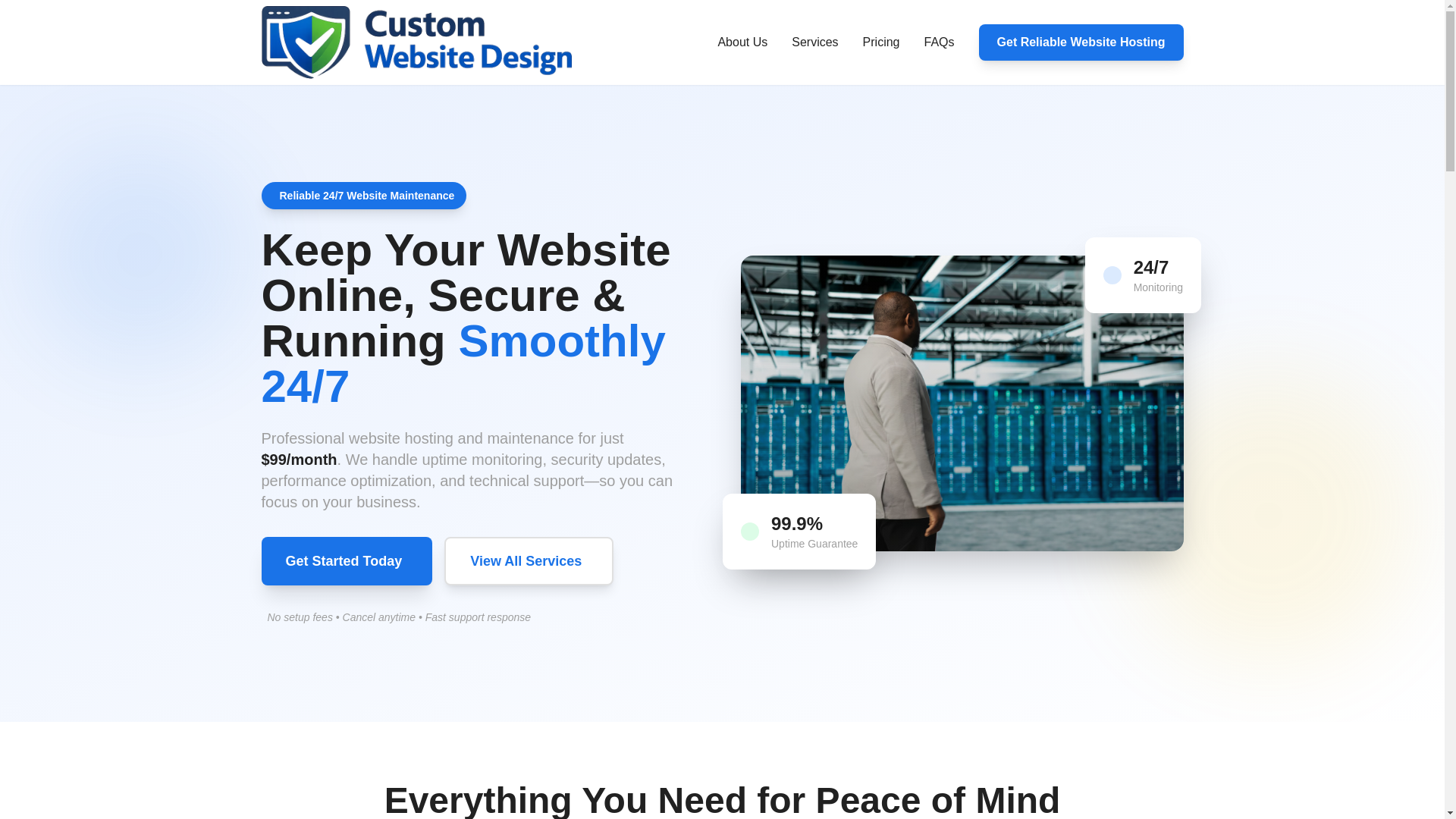 website screenshot of https://customwebsitedesign.sale/