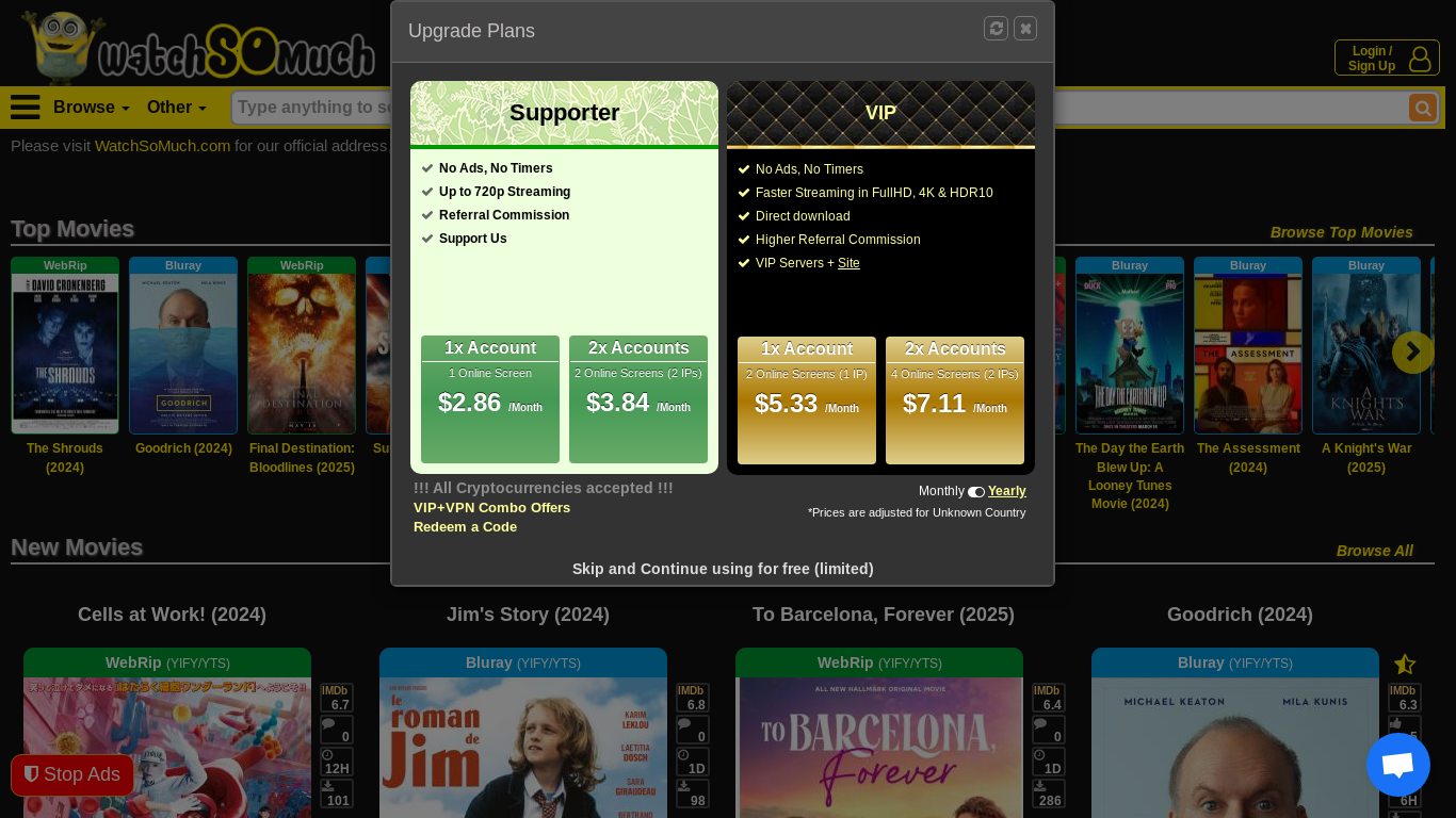 website screenshot of https://watchsomuch.to/