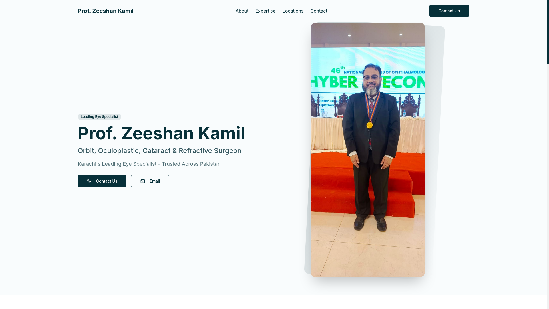 website screenshot of https://profzeeshankamil.me/
