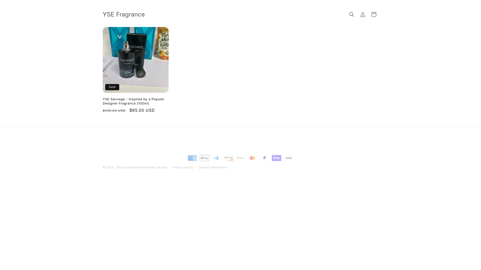 website screenshot of https://ysefragrance.com/