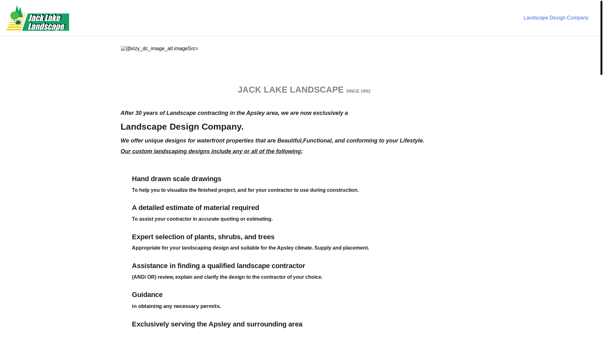 website screenshot of https://jacklakelandscape.com